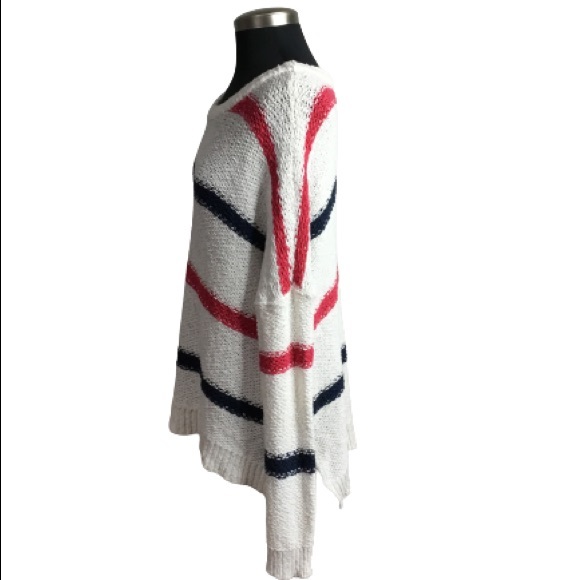 Cupcakes & Cashmere Madden Stripe Sweater  Blue White Pink  Size Large - Picture 4 of 7